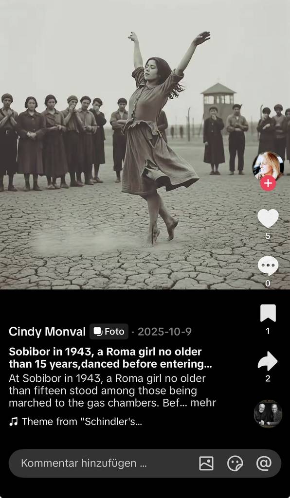 Eine junge Frau tanzt vor einer Gruppe von Menschen.